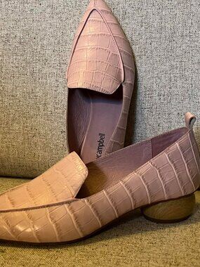 Jeffrey Campbell Viona Embossed Leather Loafers Blush Pink Size 6